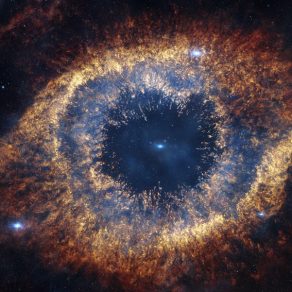 The Helix Nebula is 700 light-years away from Earth, but screened before audience's eyes in reconstructed 3D in Hidden Universe, released in IMAX® theatres and giant-screen cinemas around the globe and produced by the Australian production company December Media in association with Film Victoria, Swinburne University of Technology, MacGillivray Freeman Films and ESO. The original image was taken by ESO's VISTA Telescope.